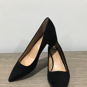 Black Suede Low Block Heel